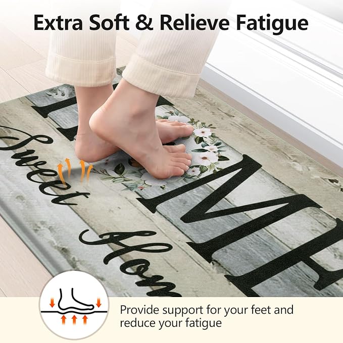 Yamaziot Anti Fatigue Kitchen Rug Set of 3, Non-Slip Waterproof Farmhouse Cushioned Comfort Standing Floor Mat for Kitchen, Office, Sink, Laundry