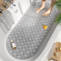 HITSLAM Bathtub Mat Non Slip, 35x16 Inch Bubble Oval Bath Tub Mat for Bathroom, Machine Washable Shower Mat with Suction Cups and Drain Holes, Grey