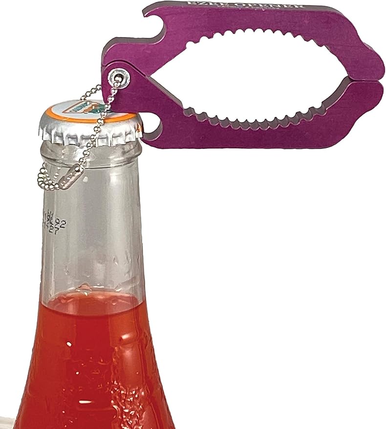 (Blue) Aluminum Keychain Multi use opener - perfect for arthritis and weak hands - opens to 2 1/2" dia.
