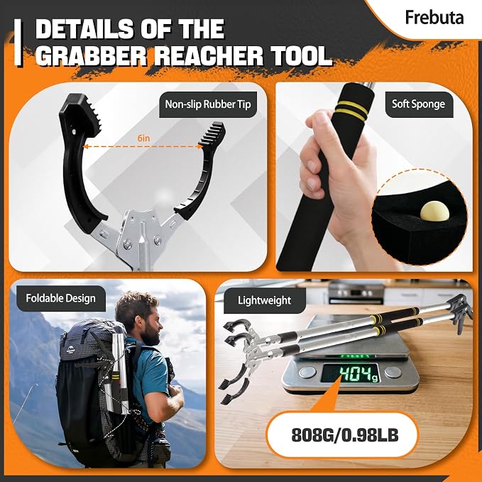 Grabber Reacher Tool Heavy Duty,2PC 53in Extra Long Trash Picker Upper Grabber for Yard 2 Magnets Head Aluminum Alloy Tube Trash Picker Reacher Grabber Pickup Tool for Garbage Sponge Handle