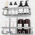 YASONIC Shower Caddy Adhesive, 100% Rustproof Shower Organizer, Large Capacity Shower Shelves for Inside Shower, No Drill Shower Storage for Home (2 Pack Grey)