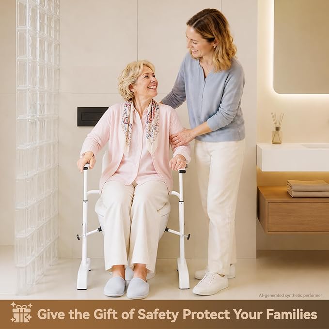 Toilet Safety Rails for Seniors, 350 LBS Heavy Duty Adjustable Toilet Grab Bars, Raised Toilet Assist Frame for Elderly, Disabled & Post-Surgery Recovy ﻿