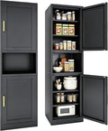 67" H Metal Tall Narrow Storage Cabinet, Freestanding Floor Cabinet with 2 Doors and Adjustable Shelves, Pantry Storage Cabinets for Bathroom, Living Room, Entryway and Kitchen (Black)