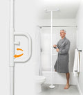 Stander Wonder Pole, Security-Pole and Curve Grab Bar, Tension Mounted Floor to Ceiling Transfer-Pole for Seniors, Elderly Adults, Bathroom Safety Assist and Stability Rail, White