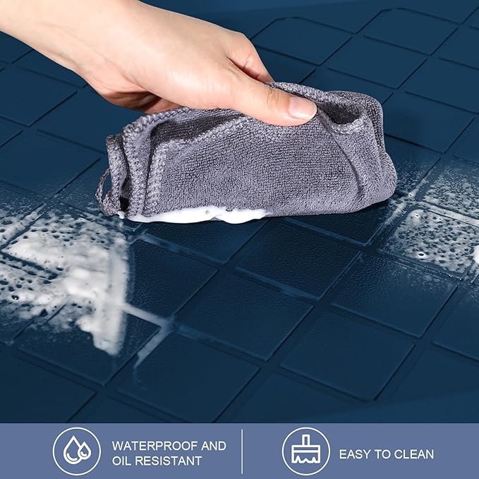 Cushioned Kitchen Mat 2 PCS, Anti Fatigue Kitchen Rugs, Heavy Duty Non-Skid, Ergonomic Comfort Foam Kitchen Floor Mat for Home, Office, Sink, Laundry, Blue