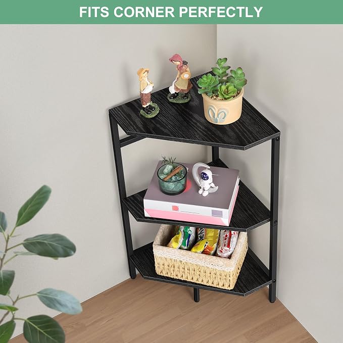 Under Pedestal Sink Shelf 2 Pack Corner Shelf Stand for Bathroom Pedestal Under Sink Storage Rack Under Vanity Storage Organizers Bathroom Storage Corner Shelves Toilet Storage Holder, Black