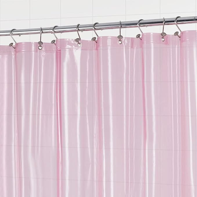 Barossa Design Clear Pink Long Shower Curtain Liner 78" Height - 3 Magnets & Waterproof Lightweight PEVA Shower Liner for Bath Tub, PVC Free, Metal Grommets, Clear Pink, 72x78