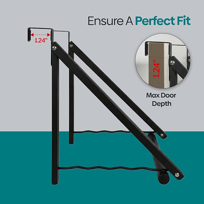 HOLDN’ STORAGE Over The Door Hanger - Foldable Rack Organizer for Hanging Clothes, Coats & Towels, Ideal for Dorm Rooms, Laundry, Bathrooms, Etc - Holds up to 35 LBs, Collapsible - Black