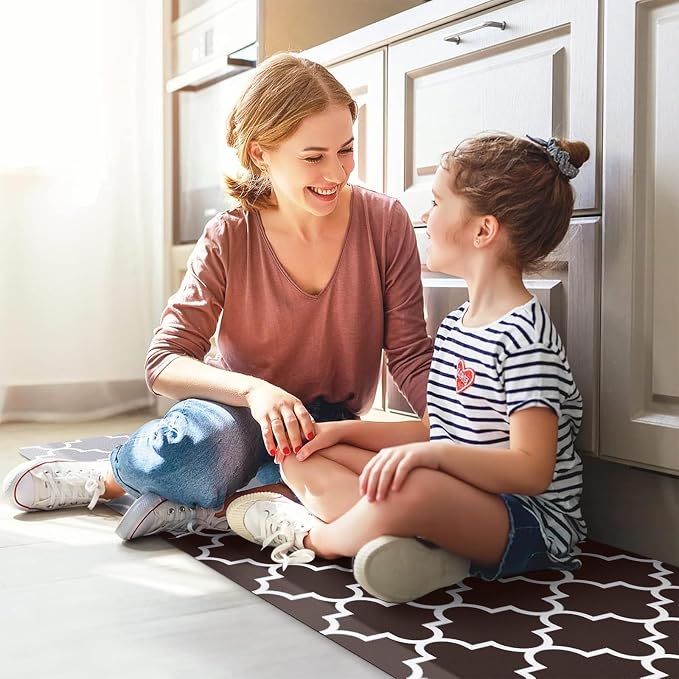 WISELIFE Anti Fatigue Floor Mat - 4/5 Inch Kitchen Mat Non Slip Waterproof Heavy Duty Ergonomic Comfort Mat Durable for Home, Office, Sink, Laundry,(17.3" x 60", Chocolate)