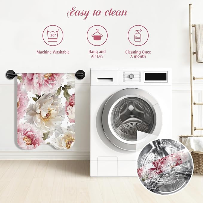 SHUCHING Vintage Peony Flower Bath Mat for Tub Non Slip-40 X 16Inch, Bathtub Mat Anti Slip for Women, Extra Long Shower Mat for Bathroom Mold Free, Machine Washable