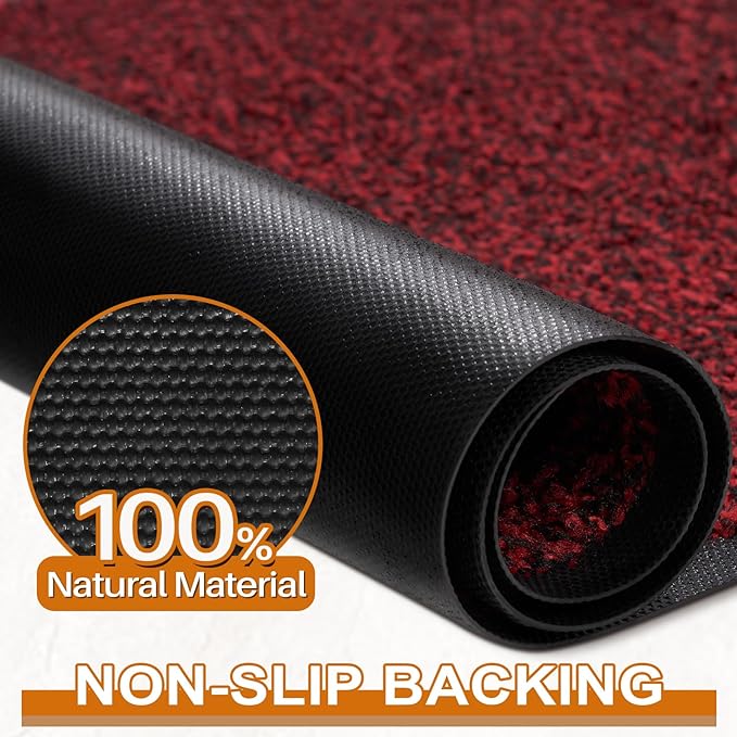 Mibao Front Door Mat Indoor Entrance, 72" x 24", Dirt Trapper Welcome Mat for Outdoor Indoor, Non-Slip Waterproof Doormat, Durable Machine Washable Low Profile Entry Rug for Back Door Outside,Red