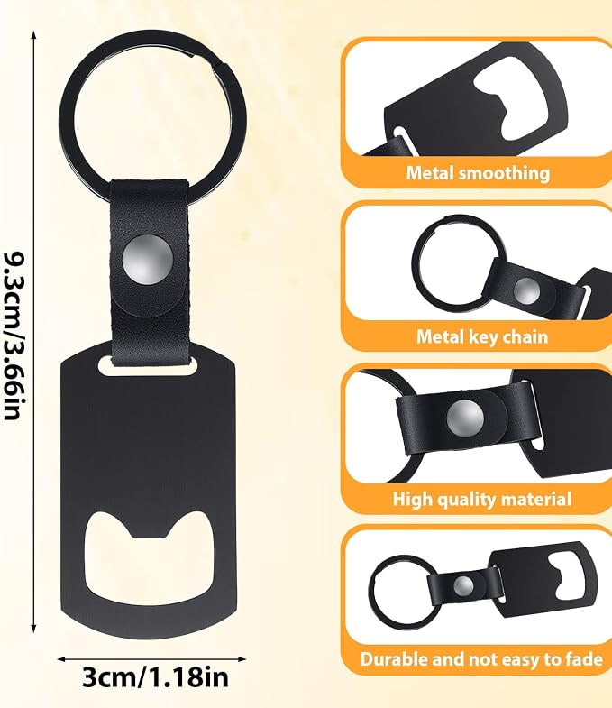 2 Pcs Key Chain Bottle Opener Stainless Steel Flat Bottle Opener Keychain Small Beer Openers Bar Keys for Bartender Black Metal Portable Key Chain Bottles Openers for Bar Restaurant