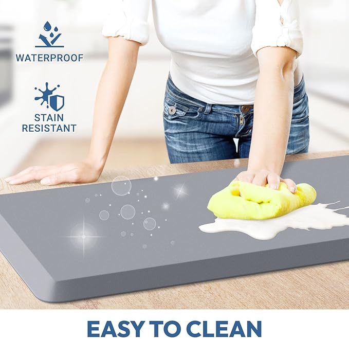 4/5 Inch Thick Kitchen Mat - Cushioned Anti Fatigue Mats for Kitchen Floor - Easy to Clean, Waterproof, Non-Slip Kitchen Rug for Sink, Office, Kitchen (20''x32'' Grey)