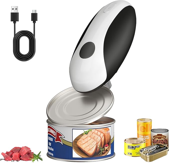 Electric Can Opener, Automatic Can Opener One Touch Operation, Rechargeable Can Opener USB-C Charge, Can Openers Smooth Edge For Seniors, Portable Kitchen Gadgets Fits Most Can Sizes