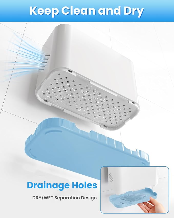 Toothbrush and Toothpaste Holders for Bathrooms Countertop - Detachable 5 Slots Kids Electric Toothbrush Holders Set Wall Mounted with Removable Dividers for Bathroom Decor and Accessories Organizer