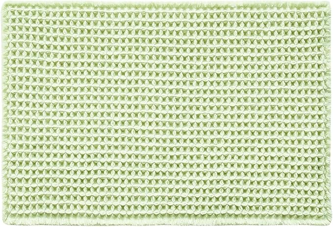 TYUU Waffle Bath Mat, Boho Bathroom Rugs Non Slip Washable Super Absorbent Quick Dry Cute Bath Mat Farmhouse Bathroom Decor, 48"x24" Pale Green