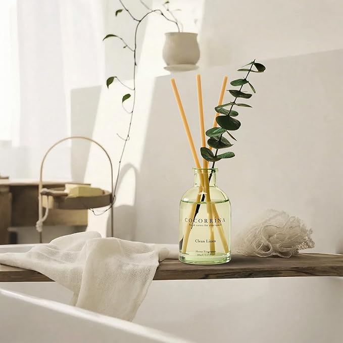 COCORRÍNA Eucalyptus Reed Diffuser Set of 3 - Clean Linen, White Pine, Fig Blossom Scents, 1.7 fl oz Each, Total 5.1 oz, Scented Oil Diffusers for Home & Office