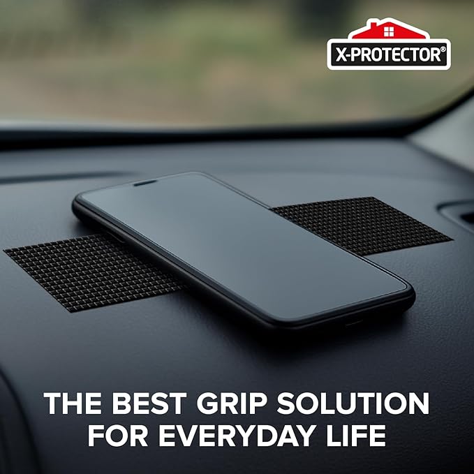 X-Protector Rubber Grip Tape Strips - 10 PCS Pack of Non-Abrasive Grip Stickers - 2"x8.5" Heavy-Duty Non Slip Adhesive Strips - Black Waterproof Rubberized Grip Tape for Handles!