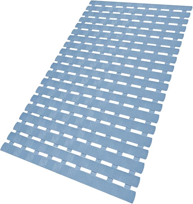 Bathtub Shower Mat, Pet Dog Bathing Non-Slip Mat, Dog Bath mat for tub, Quick Drain Bathtub Mat with Suction Cups & Drain Holes for Bathroom, 27 X 15.7 Inch (Light Blue)
