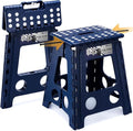Delxo 16 Inch Folding Step Stool,Foldable Stool for Adults,Portable Collapsible Plastic Stepstool,Non Slip Folding Stools for Kitchen Bathroom Bedroom Up to 400LBS,(Royal Blue 1PC)