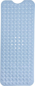 ENKOSI Non-Slip Bath Mat - Extra Long 40 x 16 Inch Large Anti-Slip Tub & Shower Mat with Suction Cups and Drain Holes for Bathroom Bathtub Safety and Decor (40x16 Aqua Blue)