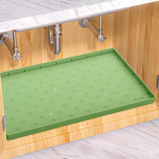 Sdpeia Under Sink Mat 34"×22" Waterproof Silicone Cabinet Liner & Sink Protector for Kitchen & Bathroom, Multi-Purpose Organizers Tray for Pets, Laundry, Cat Litter Mat