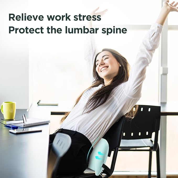 BYMECOST Lumbar Support Pillow for Office Chair, Car Lumbar Pillow Lower Back Pain Relief, Memory Foam Back Cushion, Ergonomic Chair Back Pillow for Gaming, Traveling, Car, Bed (Green)