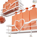 White Shower Caddy with 4 Removable Hooks, 2 Pack Sweet Heart Shower Shelves,No Drilling Adhesive Organizer Shelf for Bathroom Shower,Kitchen,Bedroom