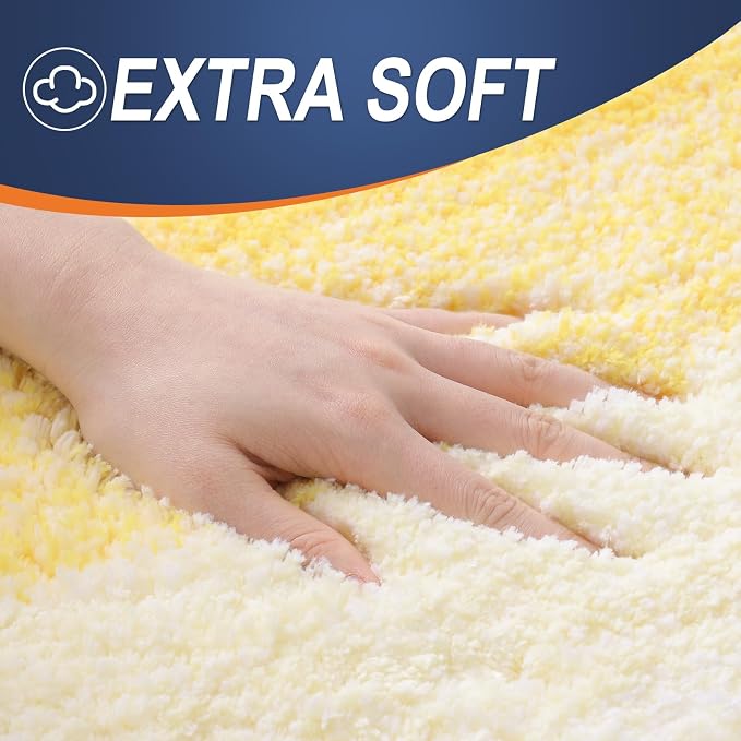 OLANLY Large Bathroom Rugs Mat 54x24, Extra Soft Absorbent Microfiber Bath Rugs, Rubber Backing, Quick Dry, Machine Washable Bath Mat for Bathroom Floor, Tub and Shower, Home Decor Accessories, Yellow