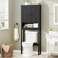 Halitaa Over The Toilet Storage Cabinet, Farmhouse Over Toilet Bathroom Organizer with 2 Barn Doors, Narrow Above Toilet Storage Cabinet, Behind Toilet Bathroom Organizer, Black