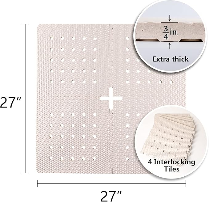 BOWERBIRD Original Anti-Fatigue Shower Stall Mat - Extra Thick and Soft Foam Material Comfortably Cushions Your Feet - Square - 4 Interlocking Tiles
