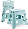 Goldblatt 12.5" Folding Step Stool for Adults and Kids, Lightweight Heavy-Duty Plastic Portable Foldable Stool with Non-Slip Top and Anti-Skid Feet, 300 lbs Capacity, Kitchen & Bathroom, Blue-Green