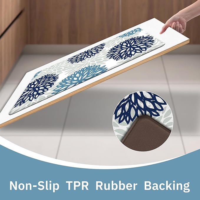 Kitchen Mats Set of 2 Cushioned Anti Fatigue Kitchen Rugs Non Slip Waterproof Kitchen Runner Memory Foam Kitchen Floor Mat Comfort Standing Mat for Sink,Office,Laundry,17.3 x 28 inch + 17.3 x 47 inch