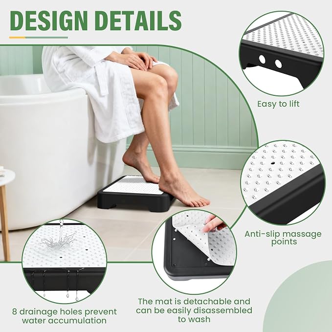 SOYO Mobility One Step Stool, Heavy Duty Indoor Outdoor Non-Slip Small Step Platform Assistive Device for Adult Elderly, Standing Support and Step Riser for Car, Bed, Door, Stair, Bathroom Black-White