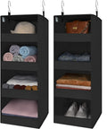 GRANNY SAYS 4-Shelf Hanging Organizer, Closet Hanging Shelves, Closet Hanging Storage Organizers, Organization for Bedroom, Living Room, Baby Nursery, Camper Accessories, Black, 2-Pack