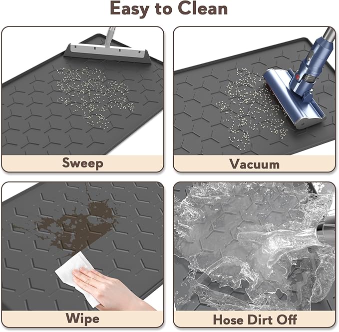 Garoopion Cat Litter Box Mat, Silicone Kitty Litter Mat, 24" X 16" Waterproof Silicone Pad for Floor, Dark Gray