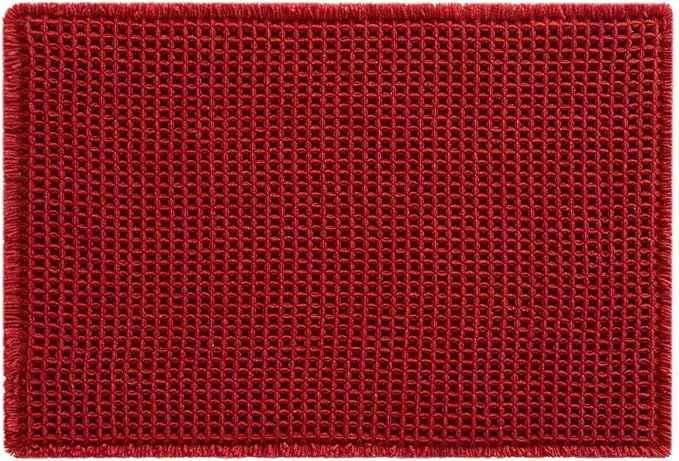 TYUU Waffle Bath Mat, Boho Bathroom Rugs Non Slip Washable Super Absorbent Quick Dry Bath Mat Farmhouse Bathroom Decor, 24"x16" Burgundy