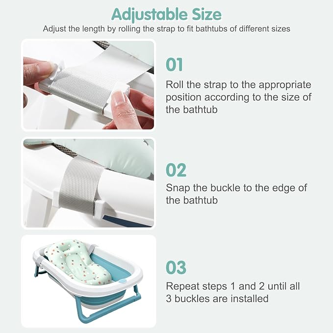 Colorlife Baby Bath Seat Support Net Infant Bathing Seat Support Mat, Adjustable Comfortable Non-Slip Three-Pointed Baby Shower Net Bathtub Sit Up Mesh for Newborn 0-12 Months-Green Star(No Bathtub)
