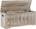 VANKILEY 43.3" Storage Chest Extra Large,Storage Trunk with 2 Safety Hinges,Wooden Storage Bench,Shoe Bench,43.3x15.7x19.1 Inch,Easy Assembly,Storage Bench for Bedroom,Living Room,entryway(Greige).