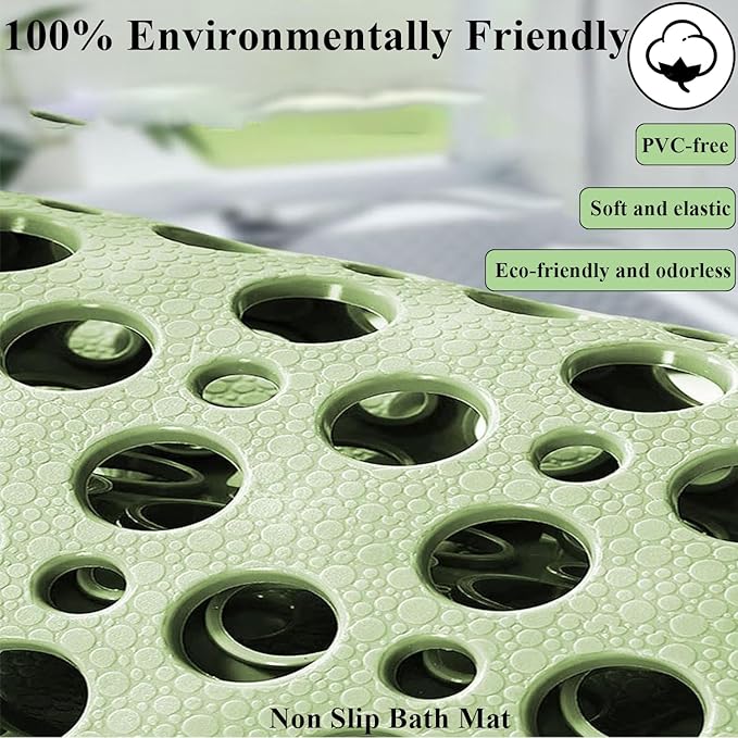 Casa and Beyond Shower Mat, Secure Shower Mats Easy to Clean, Showers Mat with Suction Cup, Washable Non-Slip Bathtub Mats for Inside Showers (Khaki, 34.6" x 15.7")