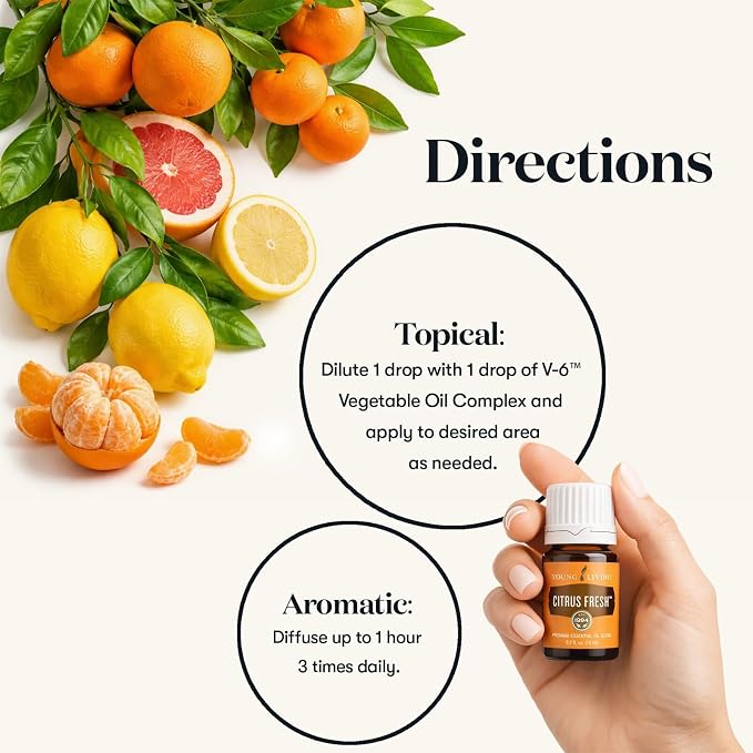 Young Living Citrus Fresh Essential Oil Blend | 15 ml | Bright Citrus Aroma with Orange, Grapefruit, Mandarin, Lemon & Spearmint | Essential Oil Blend for Diffusers, Aromatherapy & Everyday Use