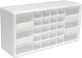 Akro-Mils 26-Drawer Plastic Drawer Storage Cabinet for Garage Organization, Bead Organizer, Building Bricks Storage, Teacher Toolbox, Makeup Organizer, 20" W x 6" D x 10" H, 10124 White