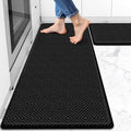 Mattitude Kitchen Mat 2PCS Kitchen Rugs Cushioned Anti-Fatigue Rug Waterproof Standing Desk Mat Kitchen Mats for Floor Kitchen Rug Set for Kitchen, Sink, Office 17.3"×30"+17.3"×47"-0.47inch Black