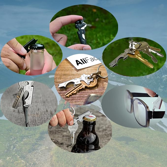 EDC, Heavy Duty Keychains with Carabiner Clip,Multitools for Key Ring,Metal Bottle Opener and Screwdriver with Different Type as Small Tool for Man and Women,Cute Key Holder as Gift (2-Black)