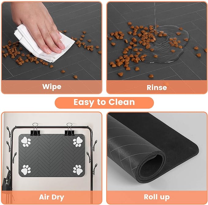 Pet Feeding Mat-Absorbent Pet Placemat for Food and Water Bowl, with Waterproof Rubber Backing, Quick Dry Water Dispenser Mat for Dog and Cat (24"x16", Red)