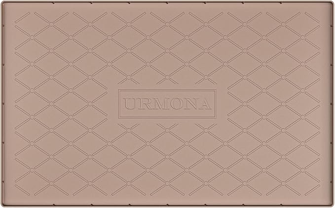 URMONA 34" x 22" Waterproof Silicone Mat in Multiple Sizes & Colors, Under Sink Mat for Kitchen & Bathroom, Pet Food Pad for Dogs & Cats, Kitchen Cabinet Liner, Multi-Purpose for Storage(Khaki)