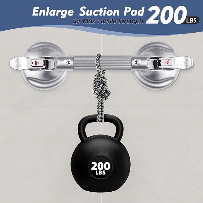 Grab Bars for Bathtubs and Showers, 17-inch Upgraded Safety Suction Grab Bar for Shower, Tools-Free Installation for Bathroom Wall, Shower Handles for Elderly with Enlarged Suction Cup - Silver
