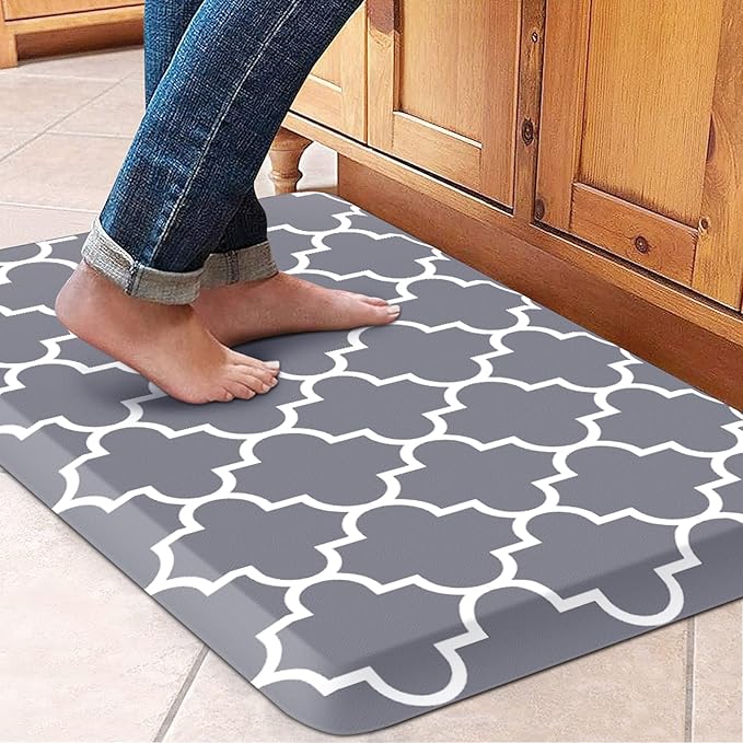 WISELIFE Anti Fatigue Floor Mat - 4/5 Inch Kitchen Mat Non Slip Waterproof Heavy Duty Ergonomic Comfort Mat Durable for Home, Office, Sink, Laundry,(17.3" x 28", Grey)