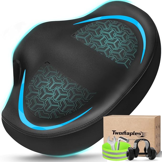 Noseless Bike Seat Cushion for Men & Women - Extra Padding & Comfort Wide Bicycle Seat, Oversized Comfortable Saddle for Peloton Bikes, Exercise Bikes, Electric Bikes, Cruiser Bikes