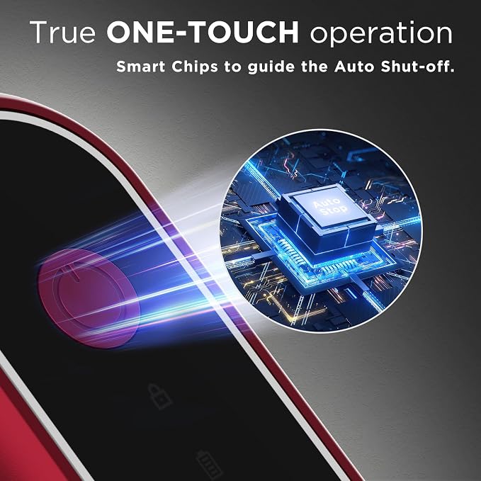 Canslab Turbo - Auto Shut Off Rechargeable Electric Can Openers - LED Battery Display USB Automatic Can Openerfor Kitchen for Seniors with Arthritis - One Touch Side Cut Can Opener Smooth Edge, Red